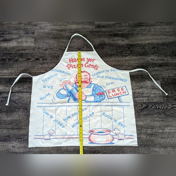 Vintage 1950s Antique Cloth Bartender’s Apron Name Yer Pizen Gents Booze Fun - Picture 8 of 8